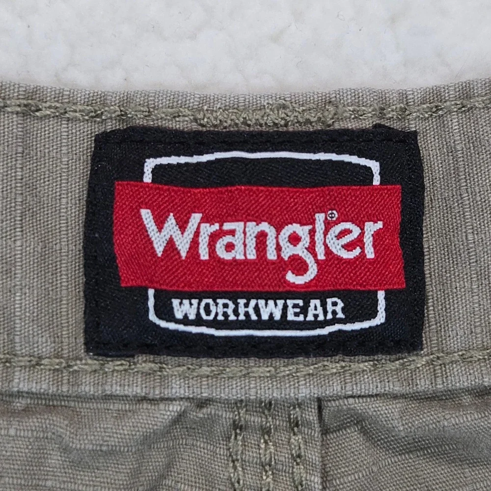 Wrangler Workwear Pants Mens 38x32 Khaki Tan Ripstop Utility Carpenter Trousers
